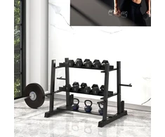 Virdulys Koduva Svorio stovas hanteliams, kettlebells, svarmenų diskams ir štangoms, 3 lygiai, reguliuojamas, plienas, 131 x 75 x 80 cm, juodas