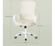 Koduva Tinklinė biuro kėdė su supimo funkcija, ergonomiška, 60 x 60 x 95,5–105,5 cm, smėlio-balta