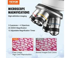 Koduva Trinokuliarinis laboratorinis mikroskopas VEVOR XSP-36TV, 40X-2500X, su LED apšvietimu