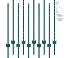 Koduva Tvoros stulpas VEVOR, U formos, plieno, žalias, 122 cm, 10 vnt.