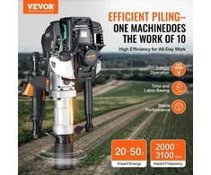 VEVOR Tvoros stulpų kaliklis JH-68, 1000 W, 37,7 cc, su 2 antgaliais 55/70 mm