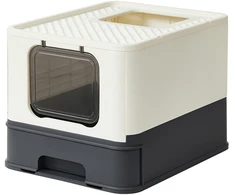 Koduva Uždara kačių kraiko dėžė su dangčiu, beige-juodas, PP ir PC, 54,3 x 42,5 x 37,8 cm