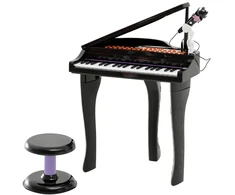 Koduva Vaikiškas elektroninis pianinas su 37 klavišais, kėdute ir mikrofonu, juodas, 48 x 39 x 69 cm