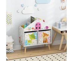 Koduva Vaikiškas namelio formos knygų lentyna su 2 dėžėmis, balta