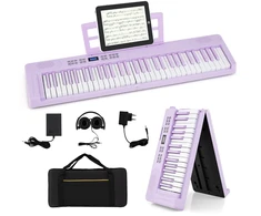 Koduva Vaikiškas sulankstomas 61 klavišų pianinas, violetinis