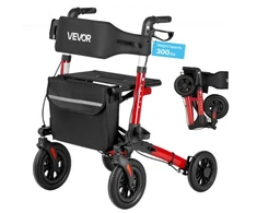 Koduva Vaikštynė-rollatorius senjorams VEVOR HFK-9202E su sėdyne, aliuminis, 72 x 72 x 84-97 cm, iki 136 kg