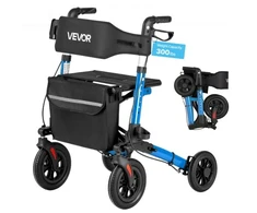 VEVOR Vaikštynė su ratukais ir sėdyne seniorams, aliuminis, 3 kartus sulankstoma, iki 136 kg