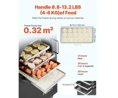 VEVOR Vakuuminė maisto liofilizavimo mašina HFD-4, 4 padėklai, 4-6kg partijai, juoda