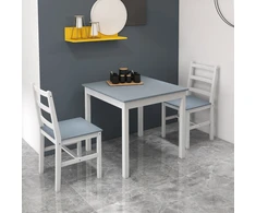 Koduva Valgomojo komplektas 2 asmenims, 3 dalių, 1 stalas, 2 kėdės, pušies mediena, pilka + balta, 75 x 75 x 75 cm