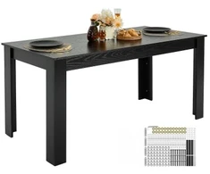 VEVOR Valgomojo stalas, MDF, juodas, 160 x 80 x 76 cm, 4-6 asmenims