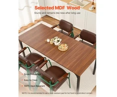 Koduva Valgomojo stalas VEVOR SR245385, rudas, MDF ir geležis, 180 x 80 x 75 cm, 6-8 asmenims
