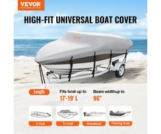 Koduva Valties uždangalas VEVOR, pilkas, 600D Oxford su PU danga, 645 x 344 cm, 518-579 cm valtims
