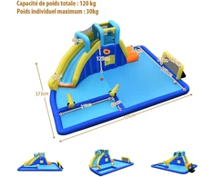 Koduva Vandens parkas 6-in-1 pripučiamas batutas su vandens patrankomis ir čiuožykla 525x373x203 cm