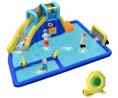 Koduva Vandens parkas 6-in-1 pripučiamas batutas su vandens patrankomis ir čiuožykla 525x373x203 cm