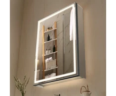 Koduva Veidrodinė vonios spintelė su LED apšvietimu VEVOR, 50 x 70 cm, montuojama į sieną arba ant sienos
