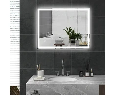 Koduva Veidrodis su LED apšvietimu 90 x 70 cm, sidabrinis, 3 šviesos spalvos, 834-106V71SR