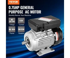 Koduva VEVOR 0,55 kW elektrinis variklis 1400 aps./min., AC 220~240 V, 4,5 A, 80, B34 rėmas, 19 mm rievėtas velenas