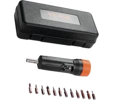 VEVOR 1/4" sukimo momento atsuktuvas, 10–70 in-lbs, 12 antgalių ir dėklas