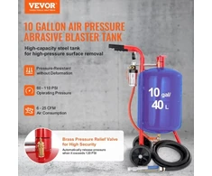 Koduva VEVOR 10 gal / 40 l smėliavimo aparatas su vožtuvu, slėgio matuokliu, keraminiu antgaliu ir 2,5 m žarna