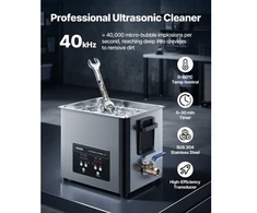 Koduva VEVOR 10 l ultragarsinė valymo vonelė, profesionali, su krepšeliu ir skaitmeniniu ekranu, 180 W, 40 kHz