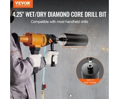 Koduva VEVOR 108 mm šerdinis grąžtas plytoms ir blokams, betonui, 241,3 mm gręžimo gylis, 5/8"-11 vidinė sriegis, lazerinis suvirinimas