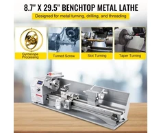Koduva VEVOR 1100 W mini metalo tekinimo staklės 220 x 750 mm, kintamo greičio, su 3 žandikaulių griebtuvu