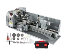 Koduva VEVOR 1100 W mini metalo tekinimo staklės 220 x 750 mm, kintamo greičio, su 3 žandikaulių griebtuvu