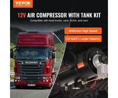 Koduva VEVOR 12 V oro kompresorius su baku 3 l, 120 psi, skirtas traukinių signalams