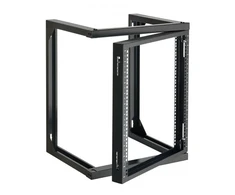 Koduva VEVOR 12U sieninis serverių stovas, 68,04 kg apkrova, atviras rėmas, 180° varstomos durys, juodas