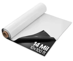 Koduva VEVOR 14 mil plastikinė plėvelė, 10 x 100 pėdų, juoda ir balta, dvipusė
