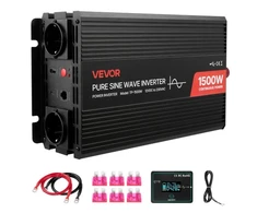 Koduva VEVOR 1500 W galios keitiklis, 12 V DC į 230 V AC, grynos sinusoidės, su nuotolinio valdymo pultu, USB ir Type-C