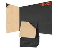 Koduva VEVOR 18 vnt. akustinės plokštės su lipniu sluoksniu, 300 x 300 x 10 mm, juodos