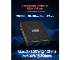 Koduva VEVOR 2 kanalų tiltuojamas automobilių garso stiprintuvas Class AB, 2 x 300 W / 2 x 600 W, Titanium Gray