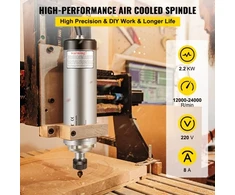Koduva VEVOR 2,2 kW oru aušinamas CNC veleno variklis ER20, 80 x 215 mm, 0-24000 aps./min