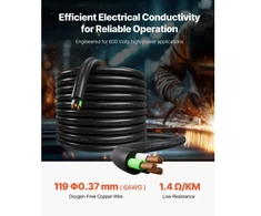 Koduva VEVOR 25 FT (7,62 m) 6AWG (16 mm²) elektros galios kabelio ilgintuvas, varinis