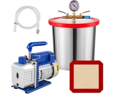 Koduva VEVOR 3 CFM 1/4 HP vienpakopis vakuuminis siurblys, 3 gal./12 l vakuumo kameros komplektas HVAC ir A/C šaldymui