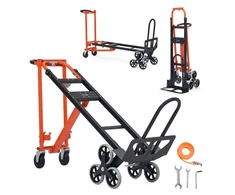 Koduva VEVOR 3 in 1 industrinis sulankstomas laiptų vežimėlis, 350 kg, oranžinės ir sidabrinės spalvos