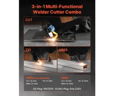 Koduva VEVOR 3-in-1 plazminis pjoviklis suvirintojas, CUT/TIG/MMA, 50 A, 200 A, 220 V