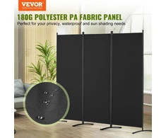 Koduva VEVOR 3 panelių kambario pertvara, sulankstomas privatumo ekranas, juoda