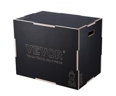 VEVOR 3 viename plyometrinė šuolių dėžė, 50 x 60 x 76 cm, juoda