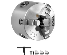 Koduva VEVOR 3 žandų tekinimo griebtuvas, 80 mm, savaime centruojantis, 2-63 mm, su T-raktu