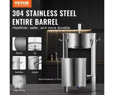 VEVOR 304 nerūdijančio plieno 60 l alaus fermentacijos katilas su dangčiu, rankena, vožtuvu, kraneliu ir termometru