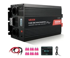 Koduva VEVOR 3500W keitiklis, 12 V DC į 230 V AC, grynos sinusoidės, LCD ekranas, nuotolinis valdymas, USB, Type-C, 2 AC lizdai