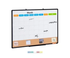 Koduva VEVOR 36 x 24 mėnesio kalendoriaus lenta „Whiteboard“ ir kamštinė lenta, 2 viename, su aliuminio rėmu