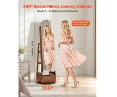 Koduva VEVOR 360° sukama papuošalų spintelė, 1655 mm, pilno ilgio veidrodis, rakinama su 2 rakteliais