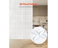Koduva VEVOR 3D sienų panelės, 33 vnt., 11,81 x 11,81 col., PVC, matinė balta, gėlių stilius