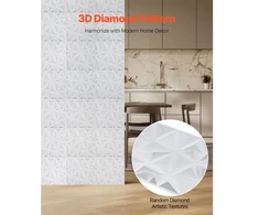 Koduva VEVOR 3D sienų panelės, 33 vnt., 300 x 300 mm, PVC, minimalistinio deimanto raštas, matinė balta