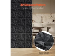 Koduva VEVOR 3D sienų panelės, 33 vnt., 11,81 x 11,81 in, PVC, deimanto raštas, matinė juoda