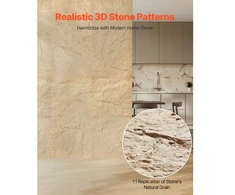 Koduva VEVOR 3D sienų panelės, 4 vnt., 48 x 24 in, PU, natūralaus akmens imitacija, Stone Geltona