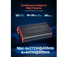 Koduva VEVOR 4 kanalų tiltelinis automobilinis garso stiprintuvas, Class D, iki 4 x 272 W prie 4 Ω / 4 x 400 W prie 2 Ω
